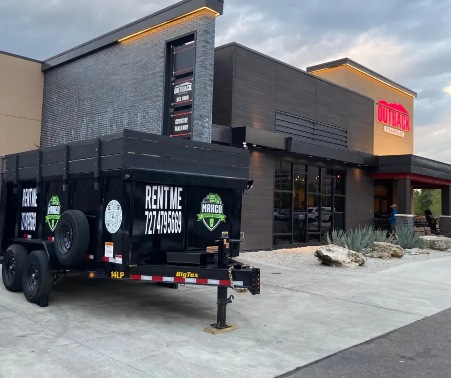 MAXCO dumpster trailer delivered to a contractor job site